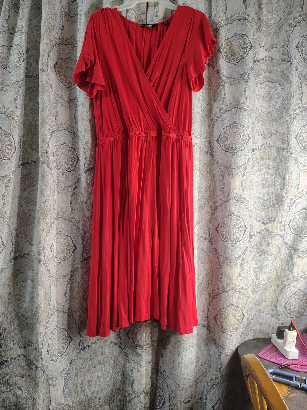 Lands' End Red Midi Wrap-Style Dress